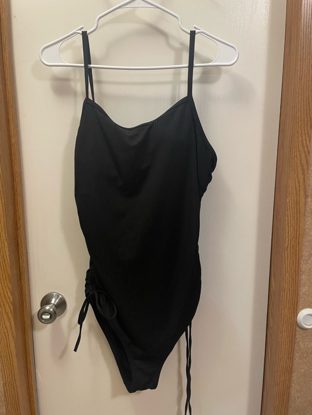 Black Women’s One-Piece Swimsuit with Side Tie